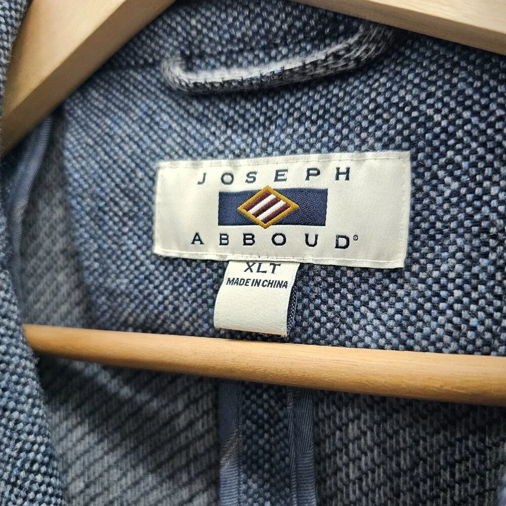 Joseph Abboud Elbow Patch 42L Blue 2-Button Sport Coat Blazer Jacket P049